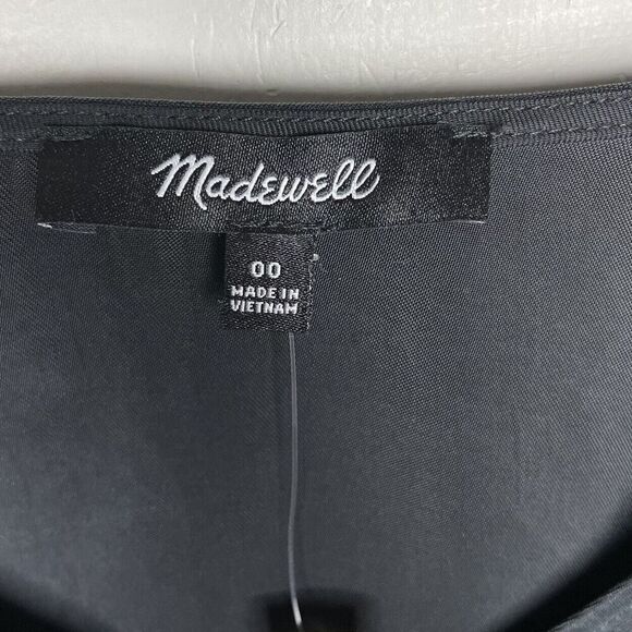 MADEWELL Top Women 00 Black Brushed Ruched-Front NEW Long Sleeve Blouse NN960 - Picture 14 of 16